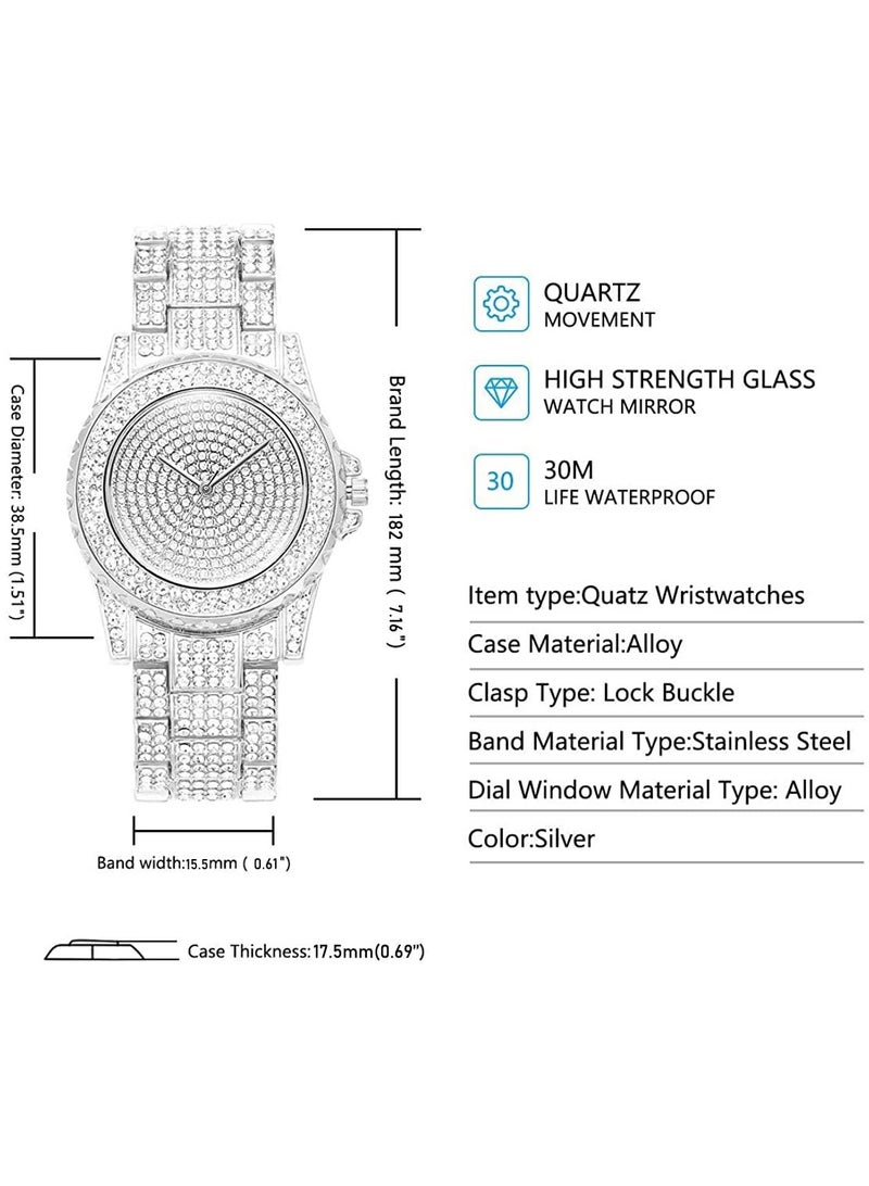 KASTWAVE Luxury Ladies Watch Iced Out Watch with Quartz Movement Crystal Rhinestone Diamond Watches for Women Stainless Steel Wristwatch Full Diamonds - Image 5