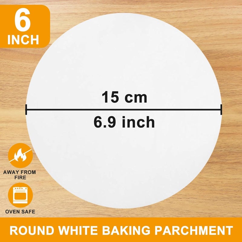YUFDA 200 Pcs-6 Inch Non-Stick Parchment Paper Rounds for Baking, Precut for Tortilla Press, Cake Pan, Cookies - Image 2
