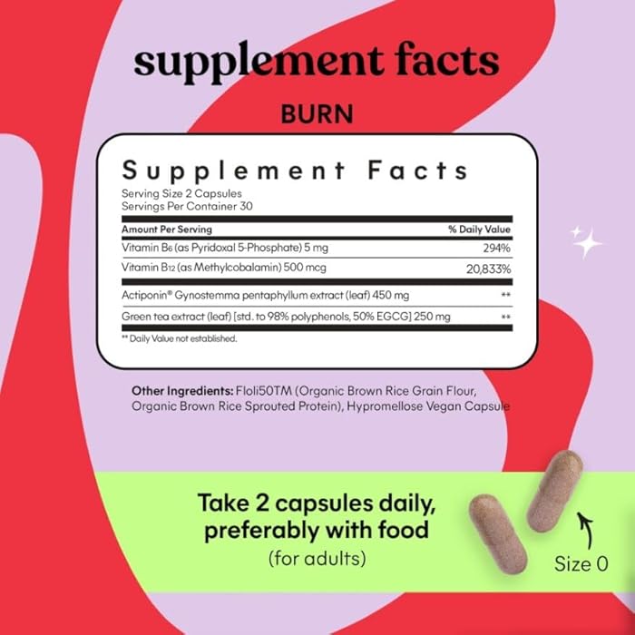 Lemme مجموعة حرق الدهون، تخفيف الانتفاخ وماتشا - كبسولات الأيض وحرق الدهون + كبسولات تخفيف الانتفاخ والغازات + حلوى الطاقة B12 - خالية من الغلوتين، غير معدلة وراثيًا - 60 حبة لكل منها - Image 5