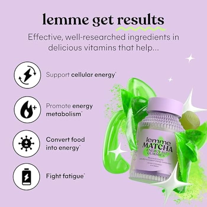 Lemme مجموعة حرق الدهون، تخفيف الانتفاخ وماتشا - كبسولات الأيض وحرق الدهون + كبسولات تخفيف الانتفاخ والغازات + حلوى الطاقة B12 - خالية من الغلوتين، غير معدلة وراثيًا - 60 حبة لكل منها - Image 4