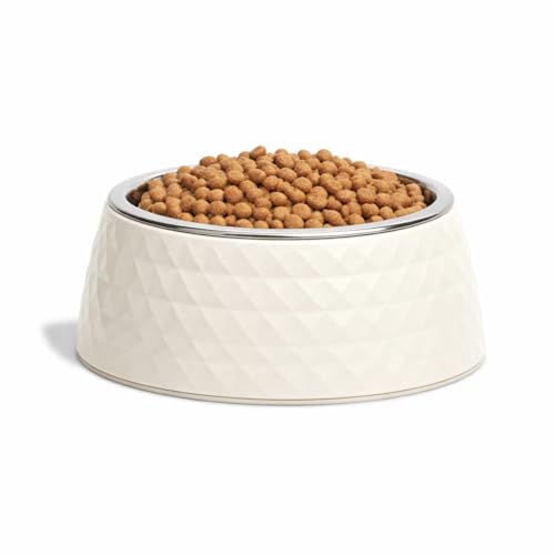 Zigly Lifestyle Pet Food Bowl | Dog Bowl for Medium Dogs & Cats | BPA-Free Melamine Bowl for Dogs with Removable Stainless Steel | Anti-Skid Dog Food Bowl - 400ml, White - Image 4