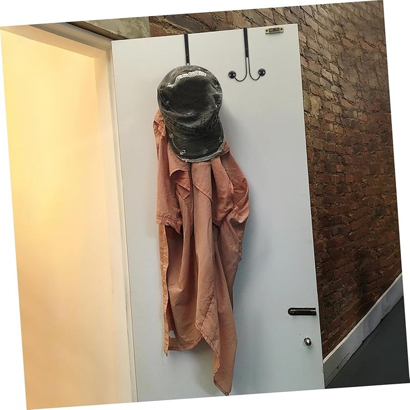 قطعتان من خطاف الباب الأسود غير اللامع لتعليق المعاطف والقبعات والمناشف، سهل التركيب للمطبخ والحمام وغرفة النوم والمكتب. - Image 3