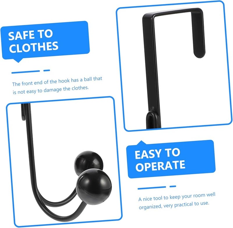 قطعتان من خطاف الباب الأسود غير اللامع لتعليق المعاطف والقبعات والمناشف، سهل التركيب للمطبخ والحمام وغرفة النوم والمكتب. - Image 4