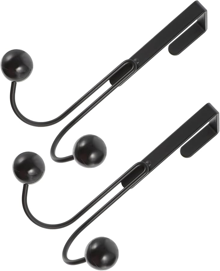 قطعتان من خطاف الباب الأسود غير اللامع لتعليق المعاطف والقبعات والمناشف، سهل التركيب للمطبخ والحمام وغرفة النوم والمكتب. - Image 1