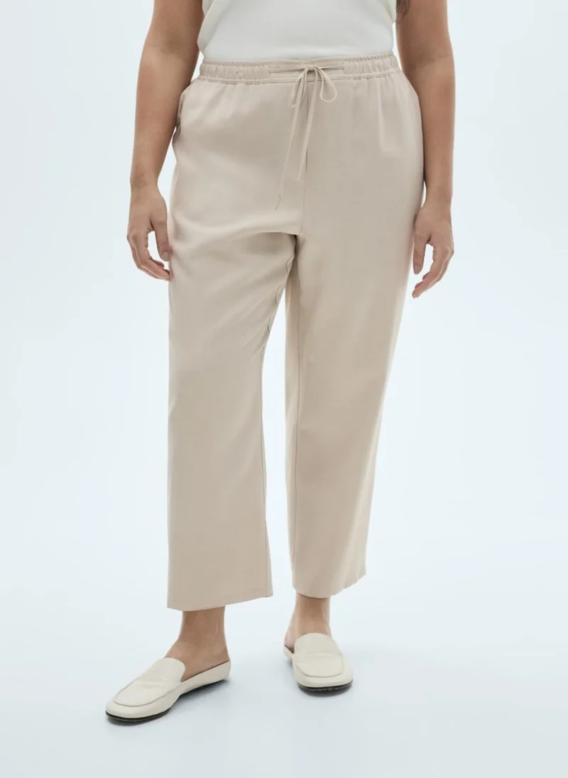 MANGO Elastic Waist Flowy Pants