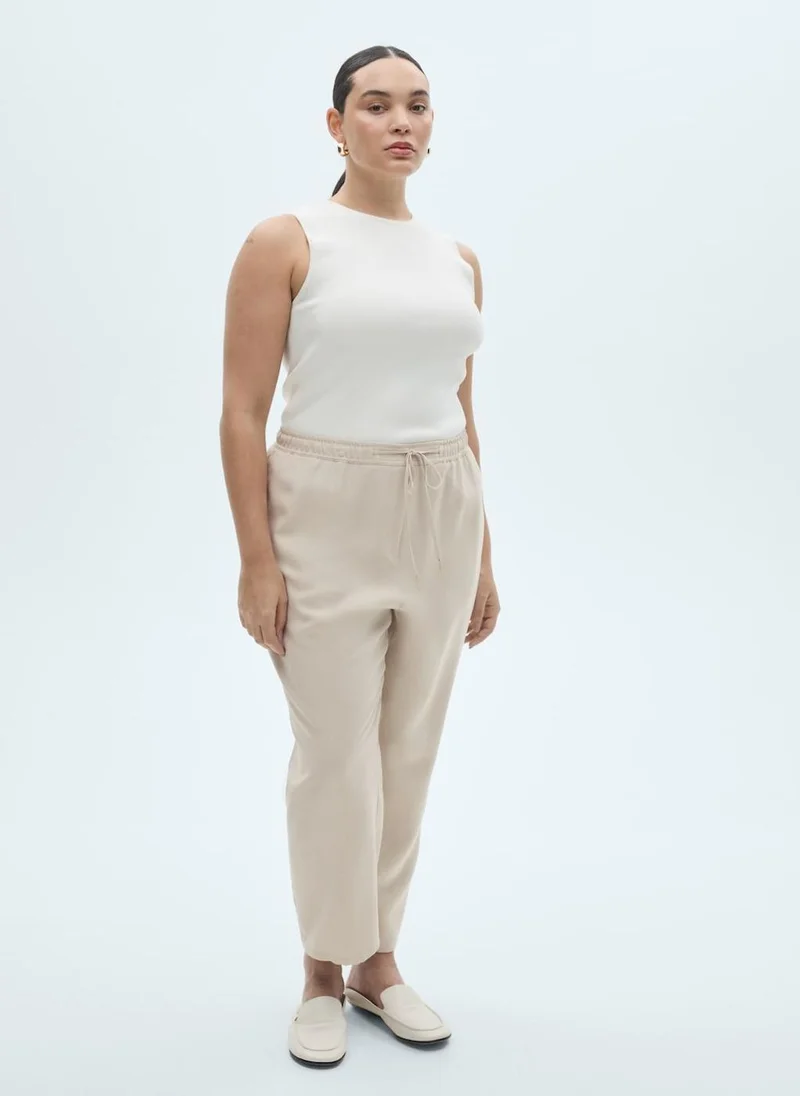 MANGO Elastic Waist Flowy Pants