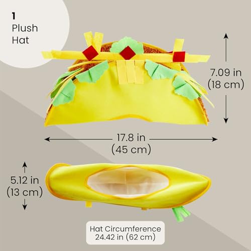 Juvale Plush Fiesta Taco Hat for Adults - 18 x 6 x 8 In, Multicolor - Sombrero-Style Headpiece & Funny Hat - Image 2