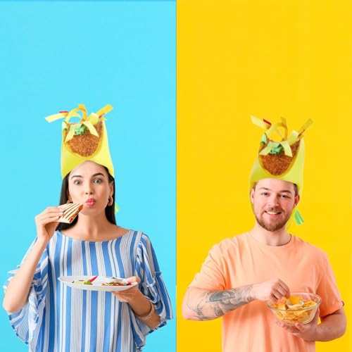 Juvale Plush Fiesta Taco Hat for Adults - 18 x 6 x 8 In, Multicolor - Sombrero-Style Headpiece & Funny Hat - Image 4