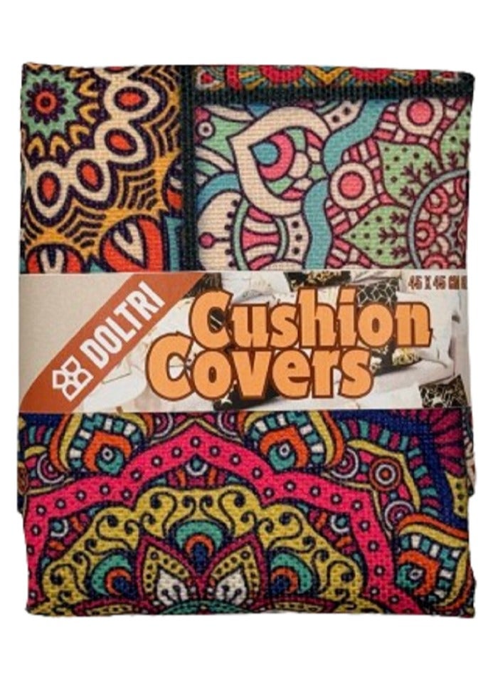 دولتري أغطية وسائد ماندالا بوهيمية مربعة الشكل مقاس 20 × 20 بوصة بنمط زهور وغطاء وسادة مزخرف لغرفة المعيشة وأريكة المكتب وحديقة السيارة (مربع) - Image 2