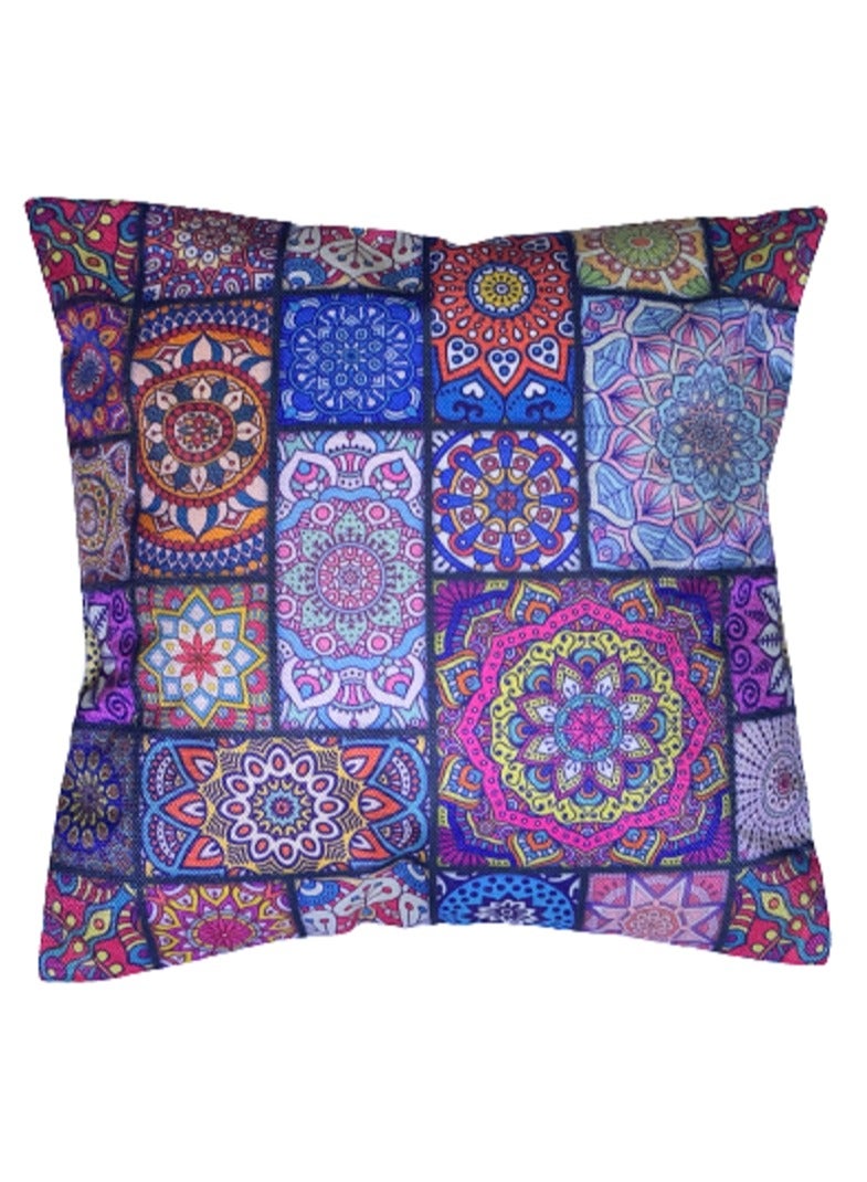 دولتري أغطية وسائد ماندالا بوهيمية مربعة الشكل مقاس 20 × 20 بوصة بنمط زهور وغطاء وسادة مزخرف لغرفة المعيشة وأريكة المكتب وحديقة السيارة (مربع) - Image 1