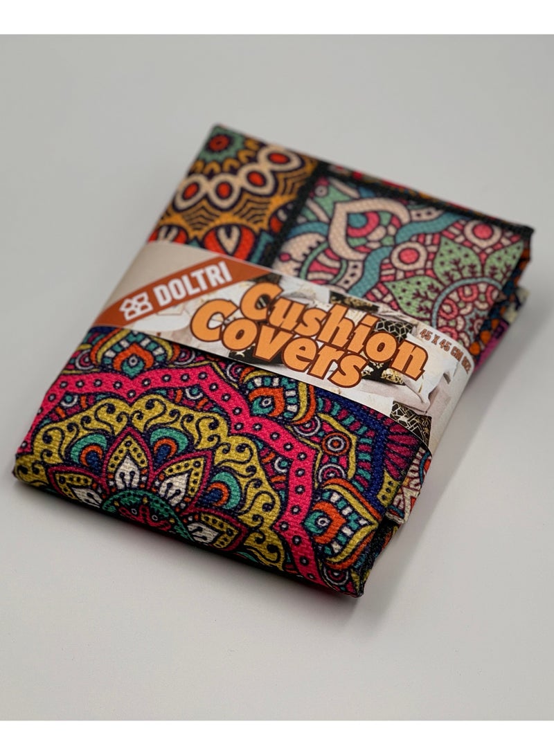 دولتري أغطية وسائد ماندالا بوهيمية مربعة الشكل مقاس 20 × 20 بوصة بنمط زهور وغطاء وسادة مزخرف لغرفة المعيشة وأريكة المكتب وحديقة السيارة (مربع) - Image 3