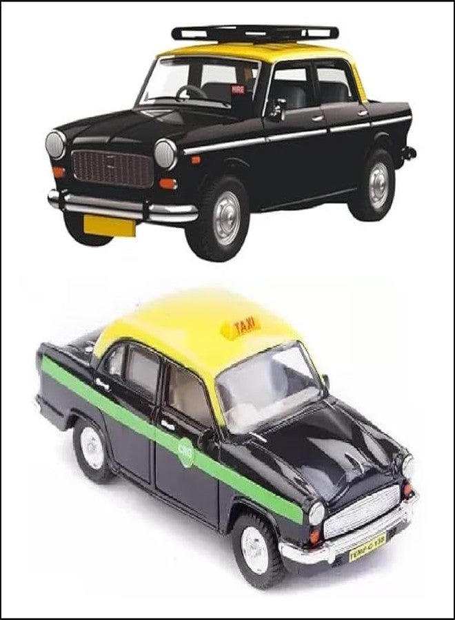 Funkartt Kid Queen 70 Taxi Mumbai Toy Car Model Fiat Door Openable, Pullback, Black - Image 5