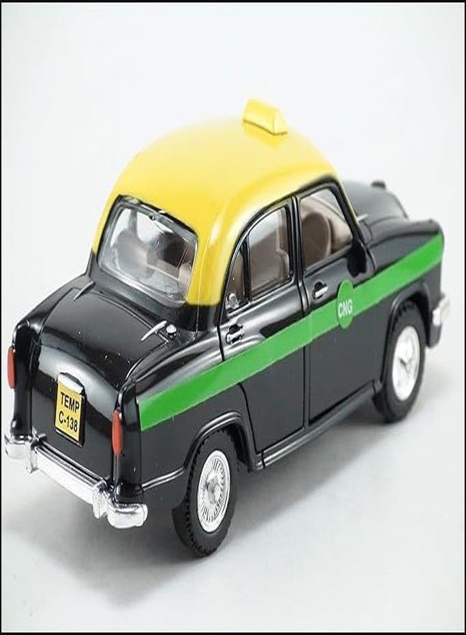 Funkartt Kid Queen 70 Taxi Mumbai Toy Car Model Fiat Door Openable, Pullback, Black - Image 2