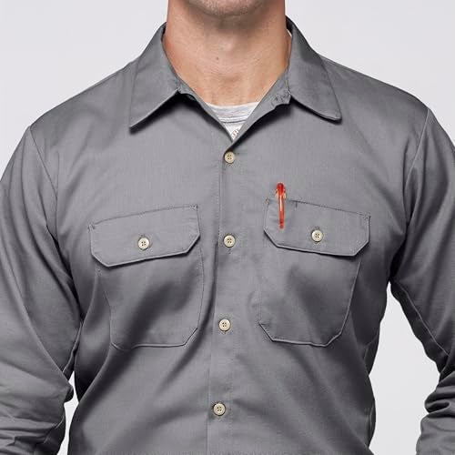 Bulwark FR Bulwark Men's Flame Resistant 7 oz Cotton Work Shirt with Sleeve Vent, Silver Grey, Large - Image 3