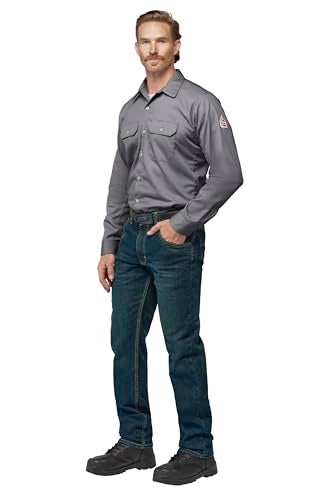 Bulwark FR Bulwark Men's Flame Resistant 7 oz Cotton Work Shirt with Sleeve Vent, Silver Grey, Large - Image 5
