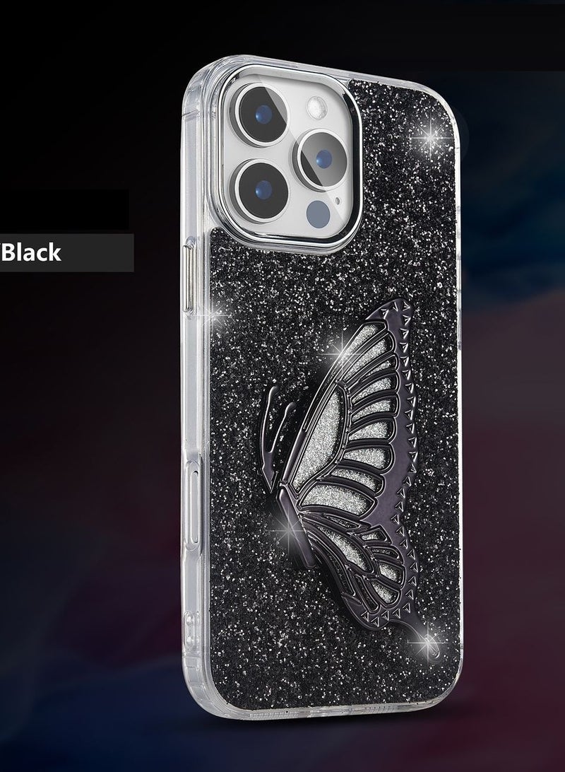 IP11 PRO MAX SHINING BUTTERFLY CASE WITH STAND For   IPHONE 11 PRO MAX (Design- 141) [Black Color]