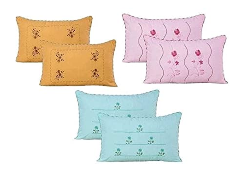HSR Collection Embroidered 240 TC 100% Cotton 6 Piece Pillow Covers(Not Pillow), 17 x 27 Inches, Multicolor - Image 2