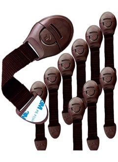 KidDough Furniture Safety Locks For Kids - Pack Of 10, Strong And Adhesive Child Safety Locks For Drawers, Cabinets, Fridge, Cupboard Lock, Baby Proofing Product (Brown)  - Image 1