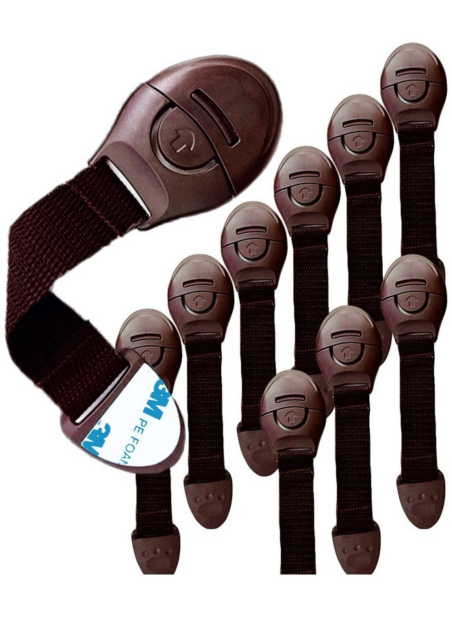 KidDough Furniture Safety Locks For Kids - Pack Of 10, Strong And Adhesive Child Safety Locks For Drawers, Cabinets, Fridge, Cupboard Lock, Baby Proofing Product (Brown) - Image 1