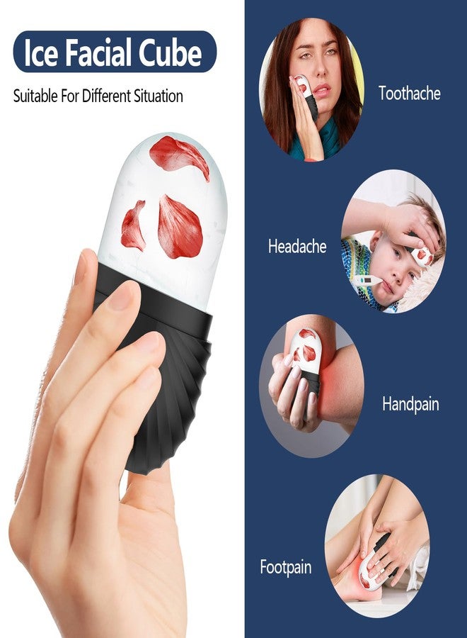 ZPU Ice Roller for Face and Eye, Reusable Silicone Ice Facial Roller Ice Holder, Face Ice Mold Skin Care, Ice Cube Roller for Shrink Pores Anti Wrinkle Reduce Puffiness, Black - Image 3