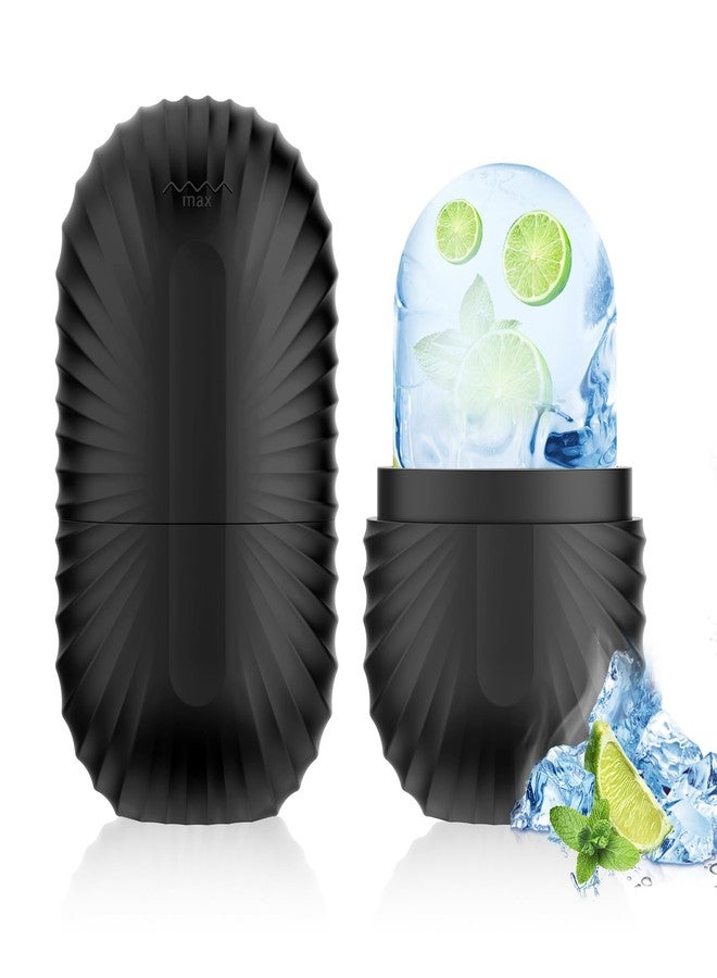 ZPU Ice Roller for Face and Eye, Reusable Silicone Ice Facial Roller Ice Holder, Face Ice Mold Skin Care, Ice Cube Roller for Shrink Pores Anti Wrinkle Reduce Puffiness, Black - Image 1