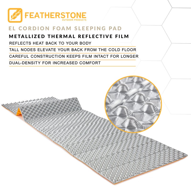 Featherstone وسادة نوم عازلة من فيذرستون في الهواء الطلق إلكوردون بقيمة R-2.1 مصنوعة من رغوة مغلقة للخلايا للتخييم والمشي لمسافات طويلة وحقيبة الظهر الخفيفة - Image 4
