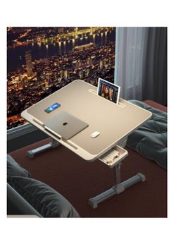 Foldable Nightstand, Multifunctional Laptop Nightstand with Hidden Drawer, Portable Lap Table with Folding Legs, Suitable for Sofa Eating, Working, Gaming, PVC Leather Non-slip Table Top.