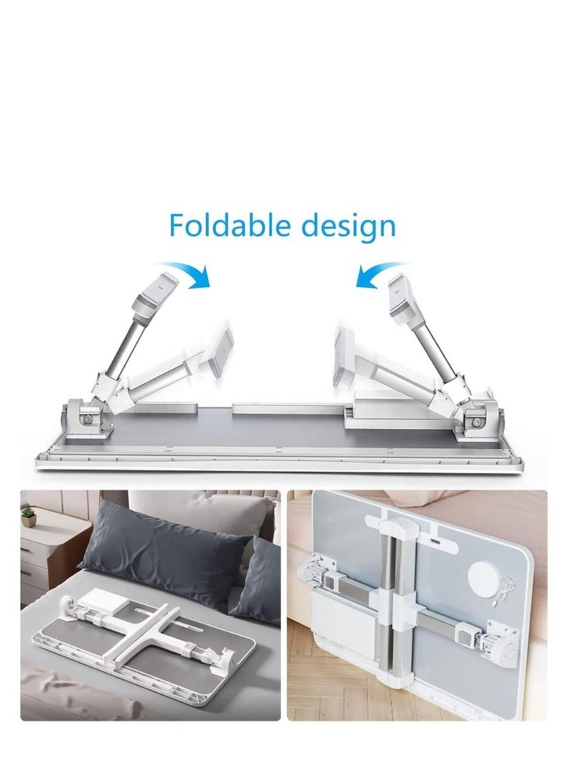 Golden - Foldable Nightstand, Multifunctional Laptop Nightstand with Hidden Drawer, Portable Lap Table with Folding Legs, Suitable for Sofa Eating, Working, Gaming, PVC Leather Non-slip Table Top. - Image 1