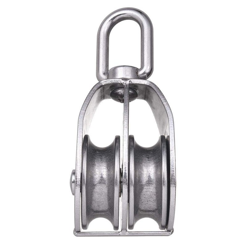 Rocaris 2 Pack M50 Lifting Double Pulley Block 304 Stainless Steel Crane Swivel Hook Double Pulley Roller Loading - Image 5