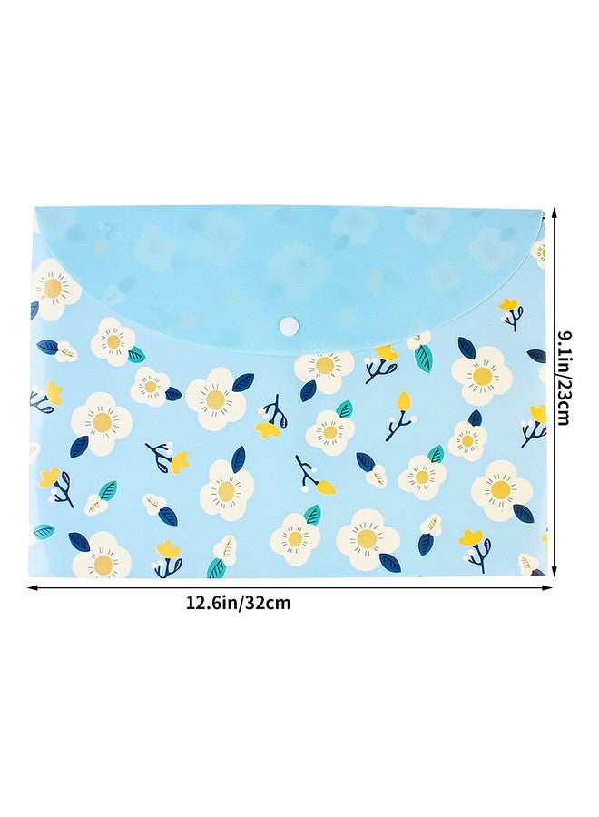 تونج كلاود 10 قطع نمط الأزهار المطبوعة A4 مجلد ملفات المستندات الورقية بولي مغلفات منظم المستندات كتيب ملف المجلدات الورقية مع زر المفاجئة 4 ألوان (4 ألوان A4) - Image 2