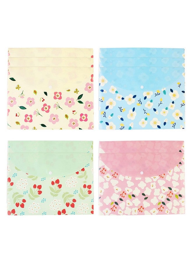 تونج كلاود 10 قطع نمط الأزهار المطبوعة A4 مجلد ملفات المستندات الورقية بولي مغلفات منظم المستندات كتيب ملف المجلدات الورقية مع زر المفاجئة 4 ألوان (4 ألوان A4) - Image 3