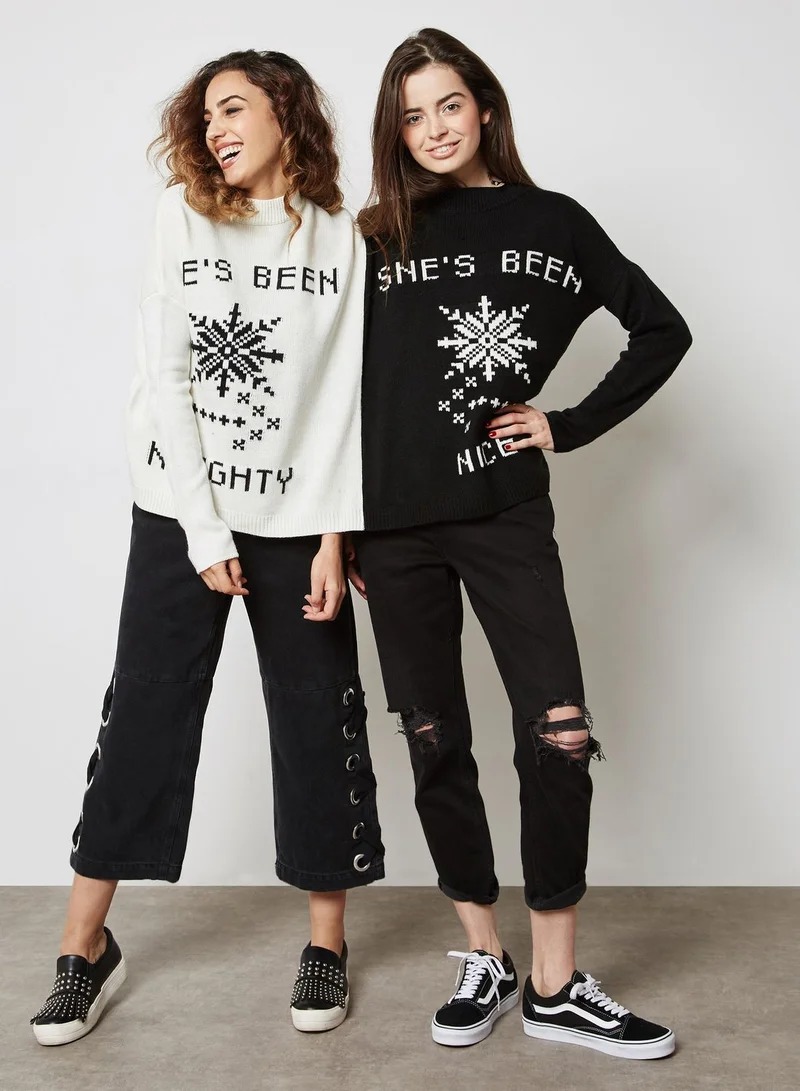 Missguided Naughty or Nice Two Person Christmas Jumper