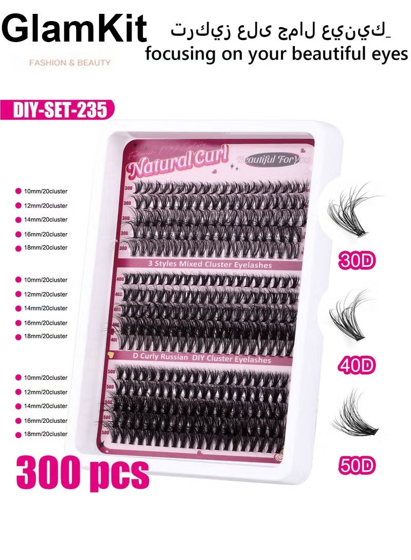 GlamKit Cluster Eyelashes & Lashes Extension Kit: 30D-90D Natural Fluffy False Eyelashes for Daily/Party Makeup - Image 2