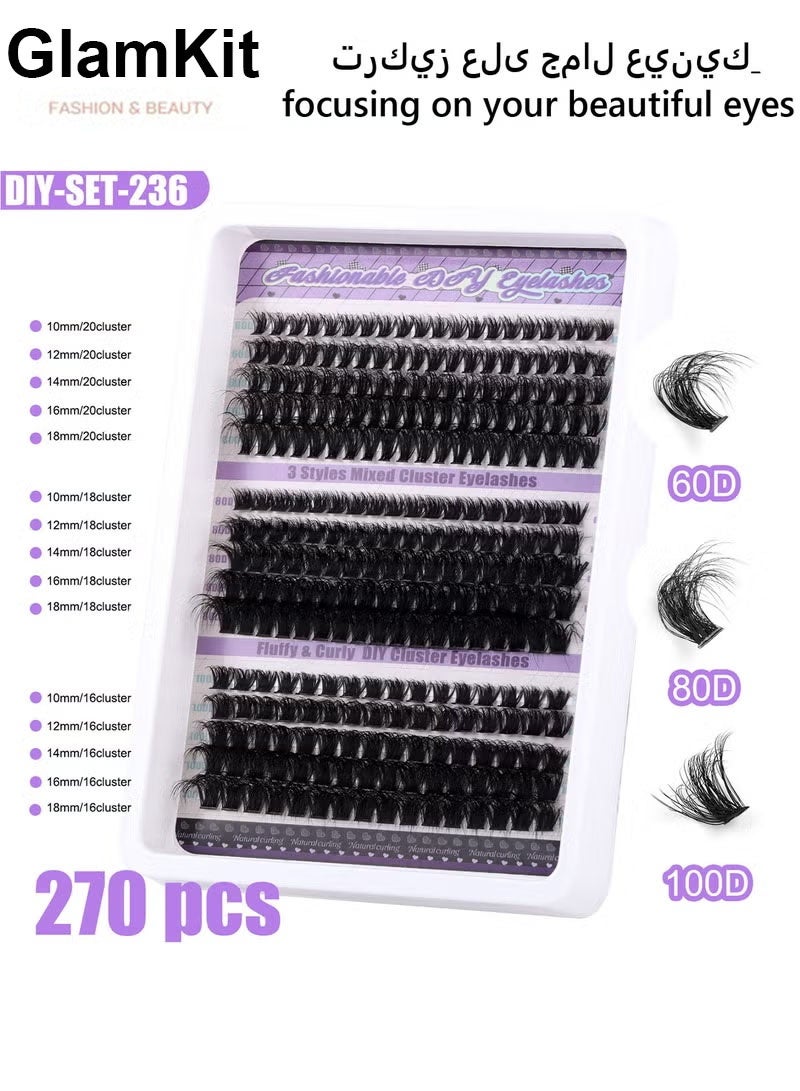 GlamKit Cluster Eyelashes & Lashes Extension Kit: 30D-90D Natural Fluffy False Eyelashes for Daily/Party Makeup - Image 3