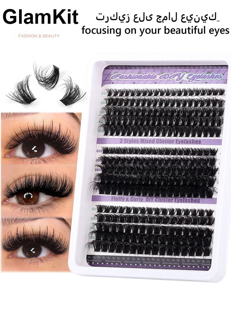 GlamKit Cluster Eyelashes & Lashes Extension Kit: 30D-90D Natural Fluffy False Eyelashes for Daily/Party Makeup - Image 1