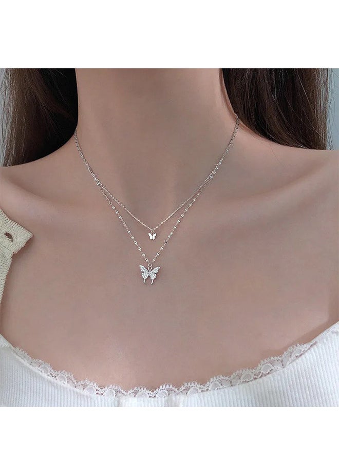 Depend Dainty Butterfly Double Layer Clavicle Chain Necklace  - Image 1