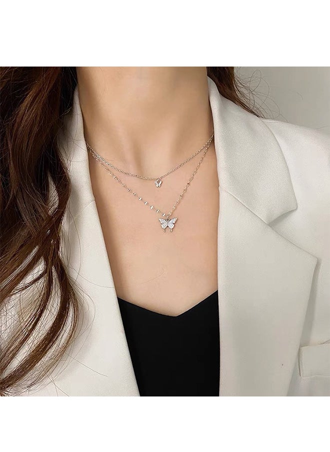Depend Dainty Butterfly Double Layer Clavicle Chain Necklace  - Image 5