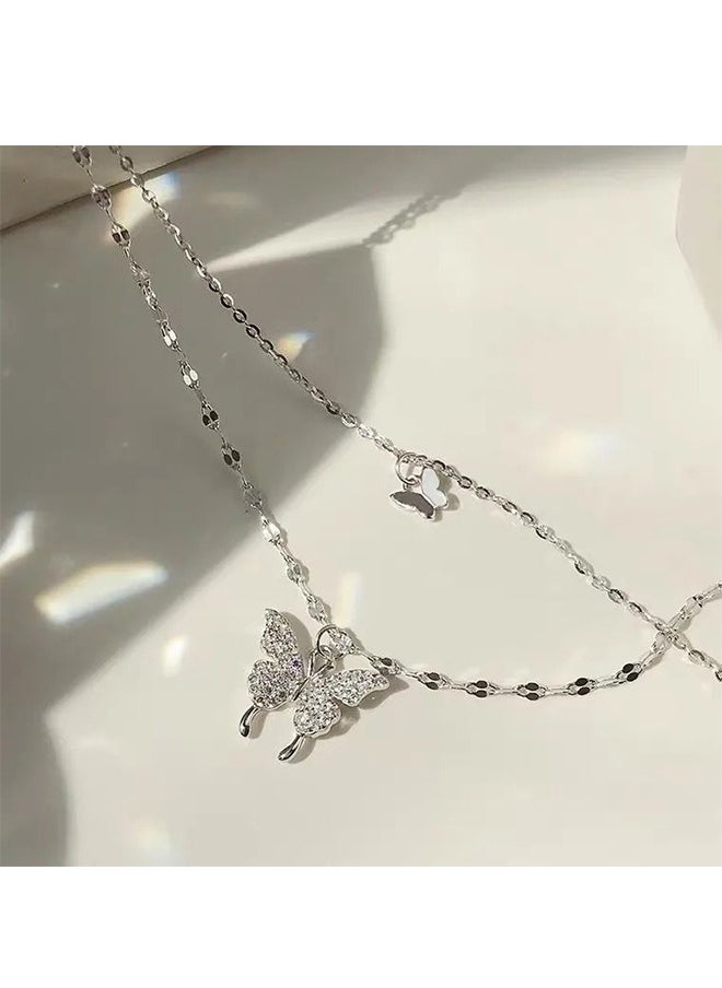 Depend Dainty Butterfly Double Layer Clavicle Chain Necklace  - Image 3