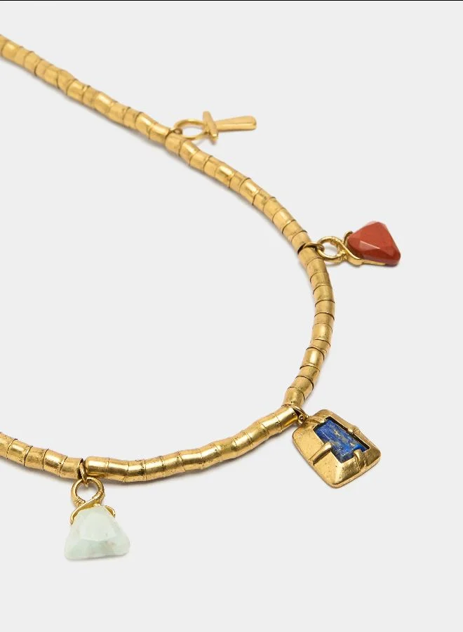 PARFOIS Snake Chain Necklace With Stone Pendants