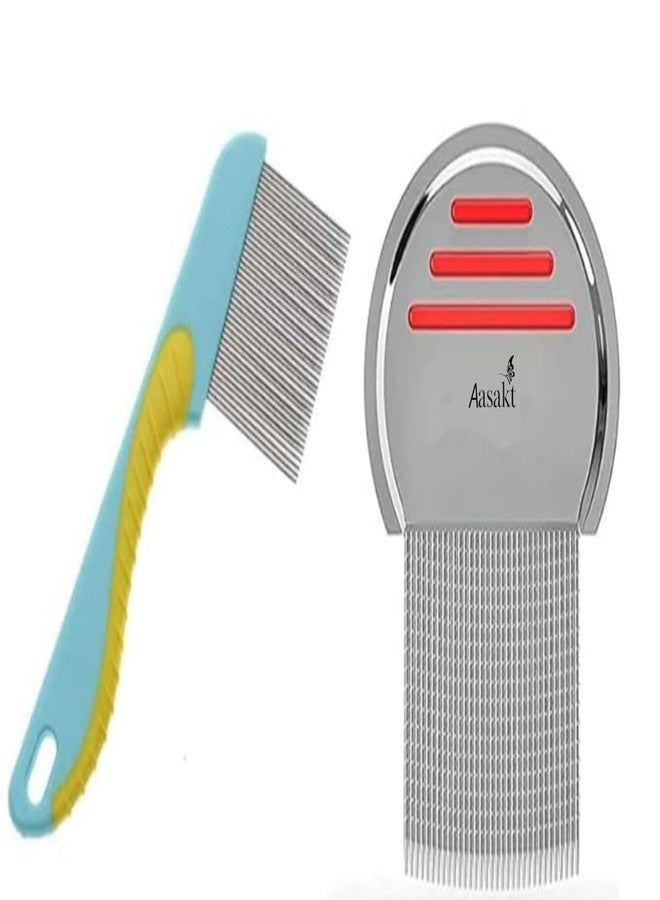 Aasakt Aasaki Lice Comb for Hair, Fine Tooth Metal Nit Removal Comb Set, 2 Pack - Image 1