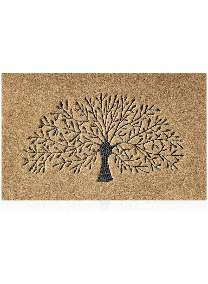 NANAO Large Door Mats Outdoor 90 x 60 cm Non Slip Front Door Mat Super Absorb Mud Easy to Clean Tree of Life Doormat for Entrance Indoor Brown - Image 1