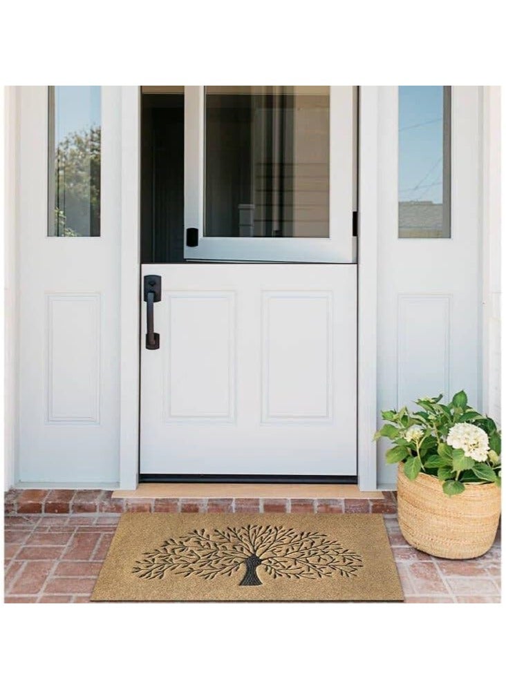 NANAO Large Door Mats Outdoor 90 x 60 cm Non Slip Front Door Mat Super Absorb Mud Easy to Clean Tree of Life Doormat for Entrance Indoor Brown - Image 2