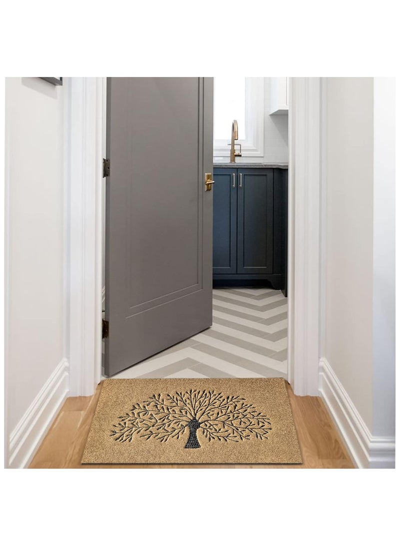 NANAO Large Door Mats Outdoor 90 x 60 cm Non Slip Front Door Mat Super Absorb Mud Easy to Clean Tree of Life Doormat for Entrance Indoor Brown - Image 5
