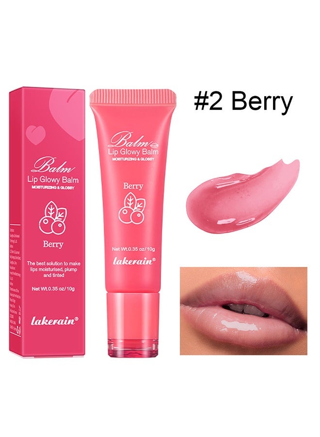 lakerain Lip Glowy Balm, Shine Glossy Finish Lip Oil Moisturizing Lip Care Therapy Treatment Hydrating and Nourishing Repair Sleeping Lip Tint Oil Glossy Lip Plumper Gloss Lip Glow Plumping Oil #2 Berry - Image 2
