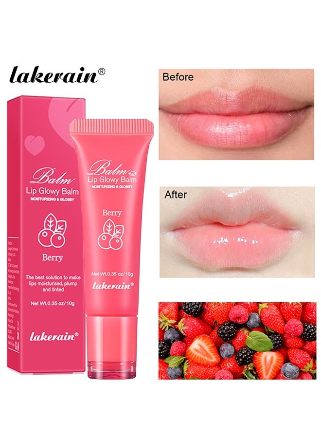 lakerain Lip Glowy Balm, Shine Glossy Finish Lip Oil Moisturizing Lip Care Therapy Treatment Hydrating and Nourishing Repair Sleeping Lip Tint Oil Glossy Lip Plumper Gloss Lip Glow Plumping Oil #2 Berry - Image 1