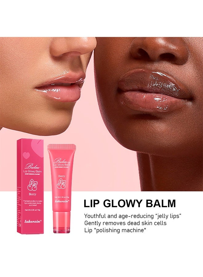 lakerain Lip Glowy Balm, Shine Glossy Finish Lip Oil Moisturizing Lip Care Therapy Treatment Hydrating and Nourishing Repair Sleeping Lip Tint Oil Glossy Lip Plumper Gloss Lip Glow Plumping Oil #2 Berry - Image 3