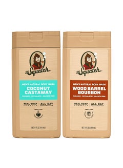 Dr. Squatch Dr Squatch NEW Natural Body Wash for Men  NonExfoliating  Coconut Castaway  Wood Barrel Bourbon 14 oz 2 Pack 