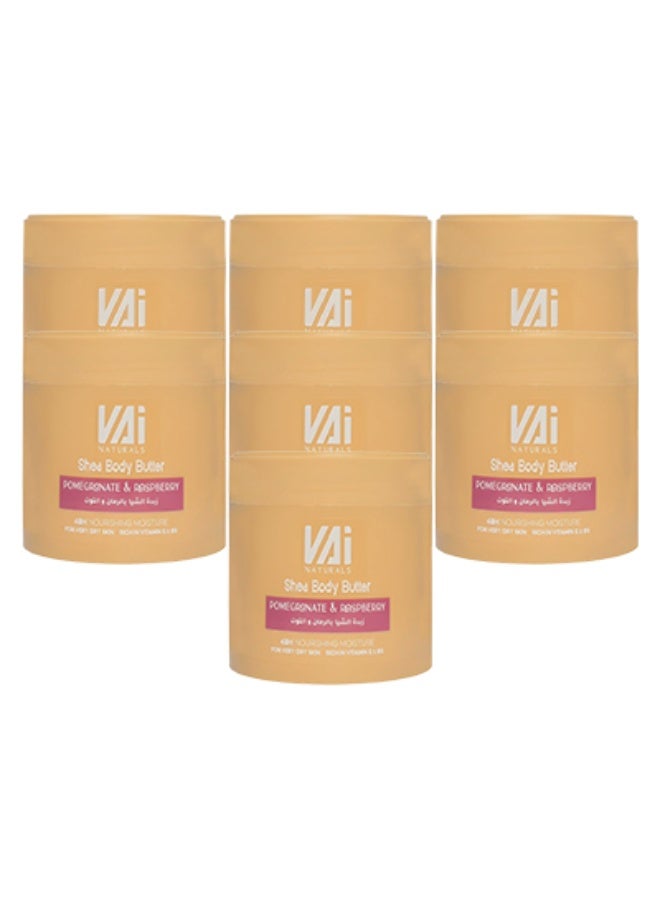 VAI 7 قطع زبدة الشيا للجسم بالرمان والتوت ترطيب مغذي يدوم 48 ساعة للبشرة شديدة الجفاف غنية بفيتامين هـ - Image 1