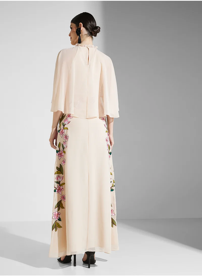 Frock and Frill Embellished Crew Neck Maxi Dress