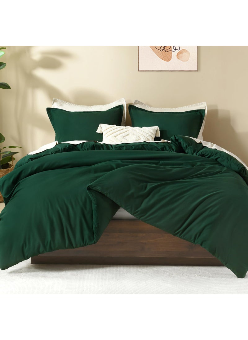 Litanika Litanika Dark Emerald Green Comforter California King Size  3 Pieces Cal King Lightweight Solid Bedding Comforter Set  All Season Fluffy Bed Set (104x96In Comforter & 2 Pillowcases)  - Image 3